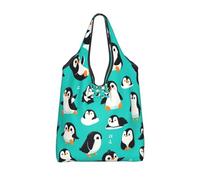 Vortithora Foldable Cute-Cartoon-Penguins Reusable Grocery Shopping Bag, Waterproof Shopping Tote