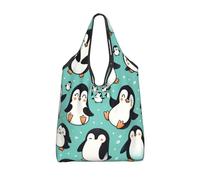 Vortithora Foldable Cute-Penguins-Pattern Reusable Grocery Shopping Bag, Waterproof Shopping Tote