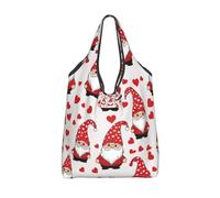 Vortithora Foldable Cute Valentine'S Gnomes Reusable Grocery Shopping Bag, Waterproof Shopping Tote
