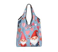Vortithora Foldable Cute Valentine'S Love Gnomes Reusable Grocery Shopping Bag, Waterproof Shopping Tote