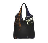 Vortithora Foldable Eiffel-Tower-Stars-Paris Reusable Grocery Shopping Bag, Waterproof Shopping Tote
