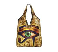 Vortithora Foldable Eye-Of-Horus-Hieroglyphs Reusable Grocery Shopping Bag, Waterproof Shopping Tote