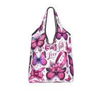 Vortithora Foldable Faith-Ribbons-Butterfly Reusable Grocery Shopping Bag, Waterproof Shopping Tote