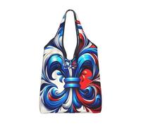Vortithora Foldable French-Fleur-De-Lis Reusable Grocery Shopping Bag, Waterproof Shopping Tote