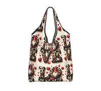 Vortithora Foldable Leopard-Heart-Valentine-Gnomes Reusable Grocery Shopping Bag, Waterproof Shopping Tote