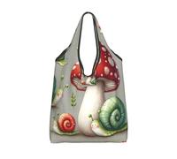 Vortithora Foldable Mushroom-Snail-Lover Reusable Grocery Shopping Bag, Waterproof Shopping Tote