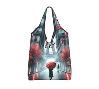 Vortithora Foldable Paris-Eiffel-Tower-Floral Reusable Grocery Shopping Bag, Waterproof Shopping Tote
