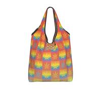 Vortithora Foldable Rainbow Lbgt Leaf Reusable Grocery Shopping Bag, Waterproof Shopping Tote