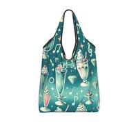 Vortithora Foldable Retro-Milkshakes Reusable Grocery Shopping Bag, Waterproof Shopping Tote