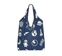 Vortithora Foldable Starry Astronaut Space Art Reusable Grocery Shopping Bag, Waterproof Shopping Tote