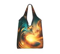 Vortithora Foldable Stunning-Ocean-Wave-Sunset Reusable Grocery Shopping Bag, Waterproof Shopping Tote