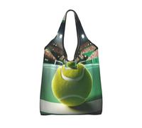 Vortithora Foldable Tennis-Ball-On-The-Court Reusable Grocery Shopping Bag, Waterproof Shopping Tote