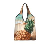 Vortithora Foldable Tropical-Pineapple-Fruit Reusable Grocery Shopping Bag, Waterproof Shopping Tote