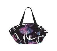 Vortithora Galaxies-Ballet-Dancers Foldable Round Picnic Blanket Tote Bag, Portable Camping Mat With Handles And Inner Pockets, Water-Resistant Outdoor Beach Blanket For Picnic, Park, Camping