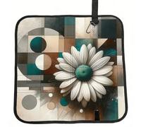 Vortithora Geometric-White-Daisy Foldable Stadium Seat Cushion Waterproof Portable Bleacher Pad Small Camping Mat For Camping Travel Outdoor Sports Events