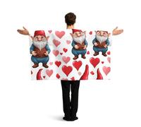 Vortithora Gnomes Valentine Love Flag Cape With Sleeves For Adults, Polyester Wearable Flag Cloak, Lightweight Sports Fan Cape For Game Day, Bar Parties And Street Celebrations