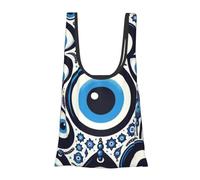 Vortithora Greece-Turkey-Evil-Eye Reusable Foldable Shopping Bag, Portable Grocery Bag For Daily Use