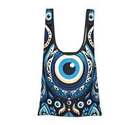 Vortithora Greek-Bead-Turkish-Nazar-Amulet Reusable Foldable Shopping Bag, Portable Grocery Bag For Daily Use