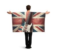 Vortithora Guitar-British-Flag Flag Cape With Sleeves For Adults, Polyester Wearable Flag Cloak, Lightweight Sports Fan Cape For Game Day, Bar Parties And Street Celebrations