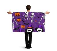 Vortithora Halloween-Skeleton-Wizard Flag Cape With Sleeves For Adults, Polyester Wearable Flag Cloak, Lightweight Sports Fan Cape For Game Day, Bar Parties And Street Celebrations