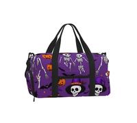 Vortithora Halloween-Skeleton-Wizard Sports Duffel Bag with Shoe Compartment