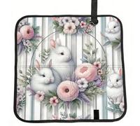 Vortithora Happy-Easter-Rabbits-Floral Foldable Stadium Seat Cushion Waterproof Portable Bleacher Pad Small Camping Mat For Camping Travel Outdoor Sports Events