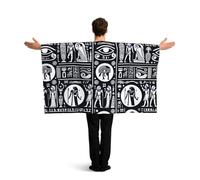 Vortithora Hieroglyphics-All-See-Eye-Egypt Flag Cape With Sleeves For Adults, Polyester Wearable Flag Cloak, Lightweight Sports Fan Cape For Game Day, Bar Parties And Street Celebrations