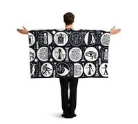 Vortithora Hieroglyphics-All-See-Eye-Egyptian Flag Cape With Sleeves For Adults, Polyester Wearable Flag Cloak, Lightweight Sports Fan Cape For Game Day, Bar Parties And Street Celebrations