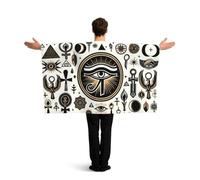 Vortithora Horus-Eye-Ankh-Pyramid Flag Cape With Sleeves For Adults, Polyester Wearable Flag Cloak, Lightweight Sports Fan Cape For Game Day, Bar Parties And Street Celebrations