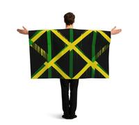 Vortithora Jamaica Splash Watercolor Flag Cape With Sleeves For Adults, Polyester Wearable Flag Cloak, Lightweight Sports Fan Cape For Game Day, Bar Parties And Street Celebrations