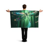 Vortithora Jewel-Dragonfly Flag Cape With Sleeves For Adults, Polyester Wearable Flag Cloak, Lightweight Sports Fan Cape For Game Day, Bar Parties And Street Celebrations