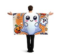 Vortithora Kawaii-Bats-Halloween-Pumpkins Flag Cape With Sleeves For Adults, Polyester Wearable Flag Cloak, Lightweight Sports Fan Cape For Game Day, Bar Parties And Street Celebrations