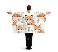 Vortithora Kawaii-Cute-Fox Flag Cape With Sleeves For Adults, Polyester Wearable Flag Cloak, Lightweight Sports Fan Cape For Game Day, Bar Parties And Street Celebrations