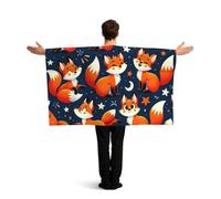 Vortithora Kawaii-Cute-Fox-Funny Flag Cape With Sleeves For Adults, Polyester Wearable Flag Cloak, Lightweight Sports Fan Cape For Game Day, Bar Parties And Street Celebrations