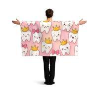 Vortithora Kawaii Dental Teeth Flag Cape With Sleeves For Adults, Polyester Wearable Flag Cloak, Lightweight Sports Fan Cape For Game Day, Bar Parties And Street Celebrations