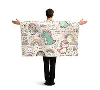Vortithora Kawaii-Dinosaur-Rainbow Flag Cape With Sleeves For Adults, Polyester Wearable Flag Cloak, Lightweight Sports Fan Cape For Game Day, Bar Parties And Street Celebrations
