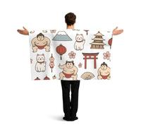 Vortithora Kawaii Japan Culture Flag Cape With Sleeves For Adults, Polyester Wearable Flag Cloak, Lightweight Sports Fan Cape For Game Day, Bar Parties And Street Celebrations