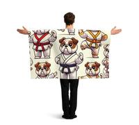 Vortithora Kawaii-Judo-Bulldogs Flag Cape With Sleeves For Adults, Polyester Wearable Flag Cloak, Lightweight Sports Fan Cape For Game Day, Bar Parties And Street Celebrations