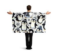 Vortithora Kawaii-Penguins-Snowflake Flag Cape With Sleeves For Adults, Polyester Wearable Flag Cloak, Lightweight Sports Fan Cape For Game Day, Bar Parties And Street Celebrations