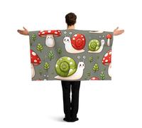 Vortithora Kawaii-Snails-Mushrooms Flag Cape With Sleeves For Adults, Polyester Wearable Flag Cloak, Lightweight Sports Fan Cape For Game Day, Bar Parties And Street Celebrations