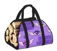 Vortithora Large Always Watching Eye Firewood Carrier Bag, 600d Oxford Cloth Log Tote with Reinforced Handles, Open-End Wood Hauling Bag for Fireplace, Wood Stove, Camping and Outdoor Storage