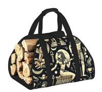 Vortithora Large Ancient-Egypt-God Firewood Carrier Bag, 600d Oxford Cloth Log Tote with Reinforced Handles, Open-End Wood Hauling Bag for Fireplace, Wood Stove, Camping and Outdoor Storage