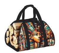 Vortithora Large Ancient-Egyptian-Art-God Firewood Carrier Bag, 600d Oxford Cloth Log Tote with Reinforced Handles, Open-End Wood Hauling Bag for Fireplace, Wood Stove, Camping and Outdoor Storage