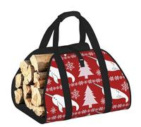 Vortithora Large Arctic-Whale-Xmas Firewood Carrier Bag, 600d Oxford Cloth Log Tote with Reinforced Handles, Open-End Wood Hauling Bag for Fireplace, Wood Stove, Camping and Outdoor Storage