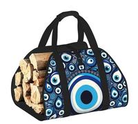 Vortithora Large Blue-Nazar-Talismans Firewood Carrier Bag, 600d Oxford Cloth Log Tote with Reinforced Handles, Open-End Wood Hauling Bag for Fireplace, Wood Stove, Camping and Outdoor Storage