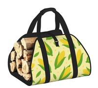 Vortithora Large Cartoon Corn Pattern Firewood Carrier Bag, 600d Oxford Cloth Log Tote with Reinforced Handles, Open-End Wood Hauling Bag for Fireplace, Wood Stove, Camping and Outdoor Storage