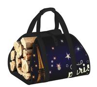 Vortithora Large Eiffel-Tower-Stars-Paris Firewood Carrier Bag, 600d Oxford Cloth Log Tote with Reinforced Handles, Open-End Wood Hauling Bag for Fireplace, Wood Stove, Camping and Outdoor Storage