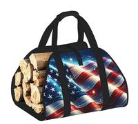 Vortithora Large Firework-American-Bright Firewood Carrier Bag, 600d Oxford Cloth Log Tote with Reinforced Handles, Open-End Wood Hauling Bag for Fireplace, Wood Stove, Camping and Outdoor Storage