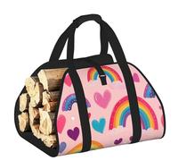 Vortithora Large LGBT-Rainbow-Love Firewood Carrier Bag, 600d Oxford Cloth Log Tote with Reinforced Handles, Open-End Wood Hauling Bag for Fireplace, Wood Stove, Camping and Outdoor Storage