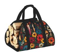 Vortithora Large Mexico-Candles-Skull Firewood Carrier Bag, 600d Oxford Cloth Log Tote with Reinforced Handles, Open-End Wood Hauling Bag for Fireplace, Wood Stove, Camping and Outdoor Storage
